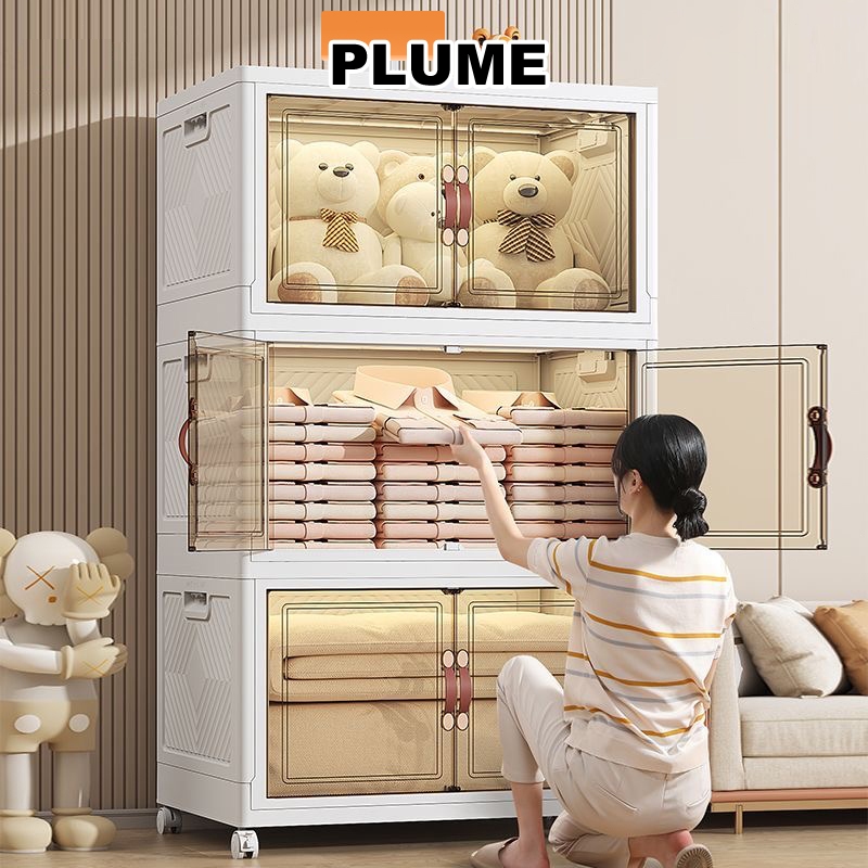 Tủ Nhựa Gấp Gọn Tủ nhựa đa năng gấp gọn tủ đựng đồ quần áo sơ sinh tủ nhựa đựng đồ 5 tầng Đi kèm với bánh xe