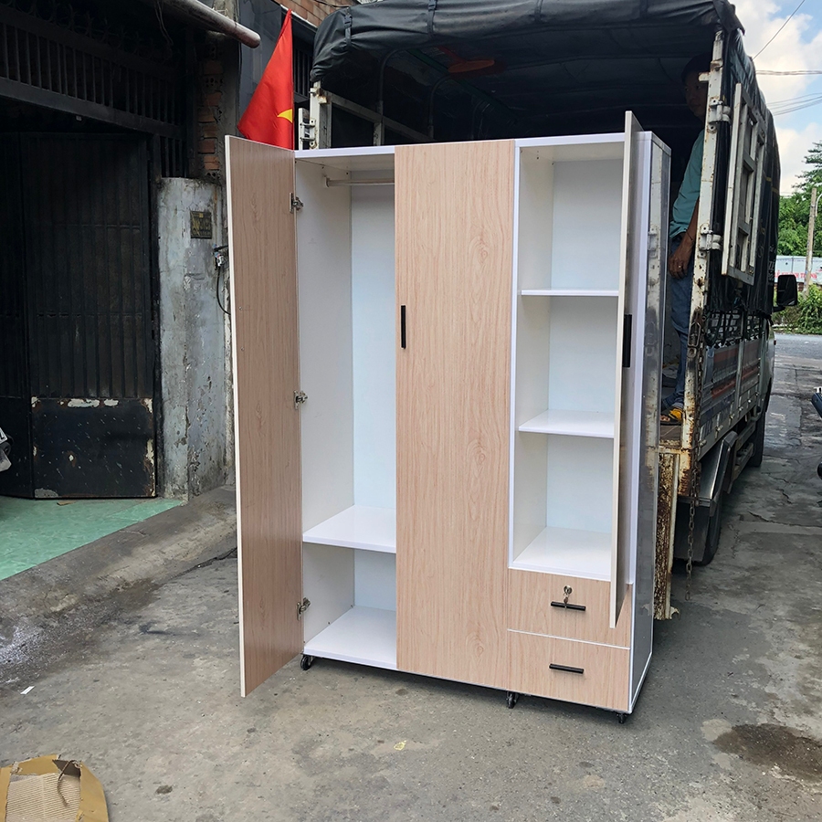 Tủ Quần Áo-Tủ Nhựa Đài Loan 3 Buồng [Hàng Chính Hãng]-chống nước tuyệt đối cao 1m82 ngang 1m22 sâu 48