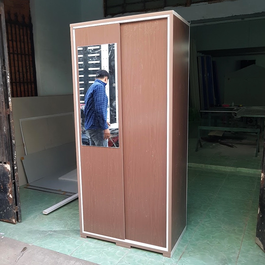 Tủ Quần áo-Tủ Nhựa Đài Loan 2 cánh lùa có gương [Hàng Chính Hãng]-Miễn Phí giao hàng HCM