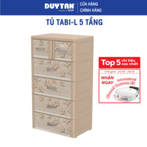 Tủ Tabi-L 5 tầng DUY TÂN nhựa PP/ABS, bao gồm 4 hộc lớn và 2 hộc nhỏ, tủ quần áo đa năng, tiện lợi