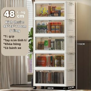 Tủ nhựa PP gấp gọn màu nâu trà - Thiết kế vân sọc sang trọng - Dung tích lớn, chống ẩm tốt