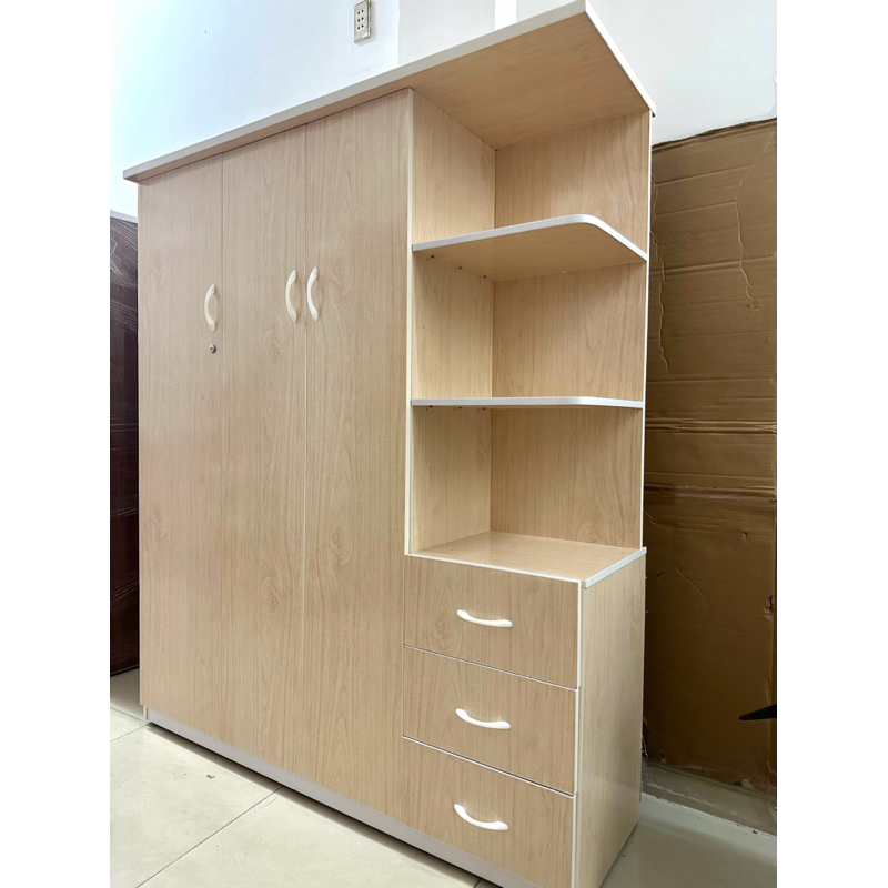Tủ nhựa đài loan kèm kệ+ Lót Lõi Gỗ Bản Lề(145x170x45)Giao và ráp miễn phí nội thành TPHCM