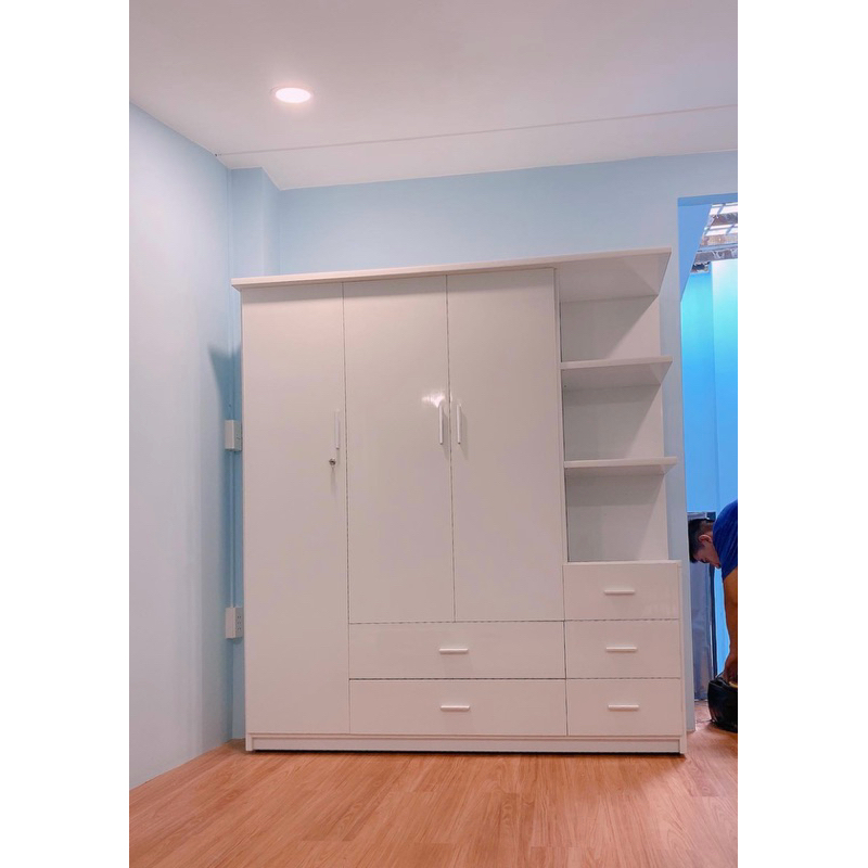 Tủ nhựa quần áo nhựa đài loan kèm kệ trang trí + lót gỗ bản lề (Giao và ráp miễn phí nội thành TPHCM)