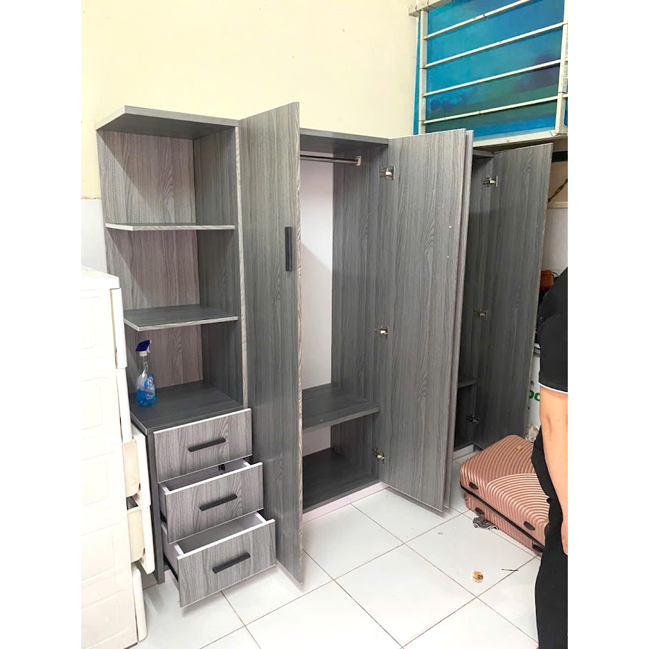 Tủ quần áo cánh mở cao 1m8 ngang 2m02 kệ trang trí - nhựa đài loan - hàng chính hãng - miễn phí vận chuyển HCM
