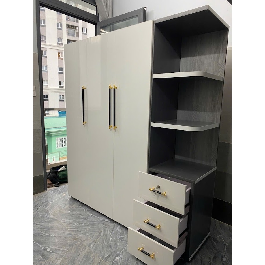 Tủ quần áo cánh mở cao 1m82 ngang 1m62, sâu 47cm kèm kệ trang trí - nhựa đà loan - miễn phí vận chuyển HCM