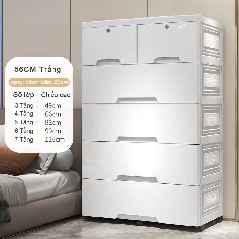 Tủ quần áo nhựa có bánh xe 4-5-6 tầng, thiết kế hiện đại, dễ di chuyển, nhiều màu sắc và mẫu mã