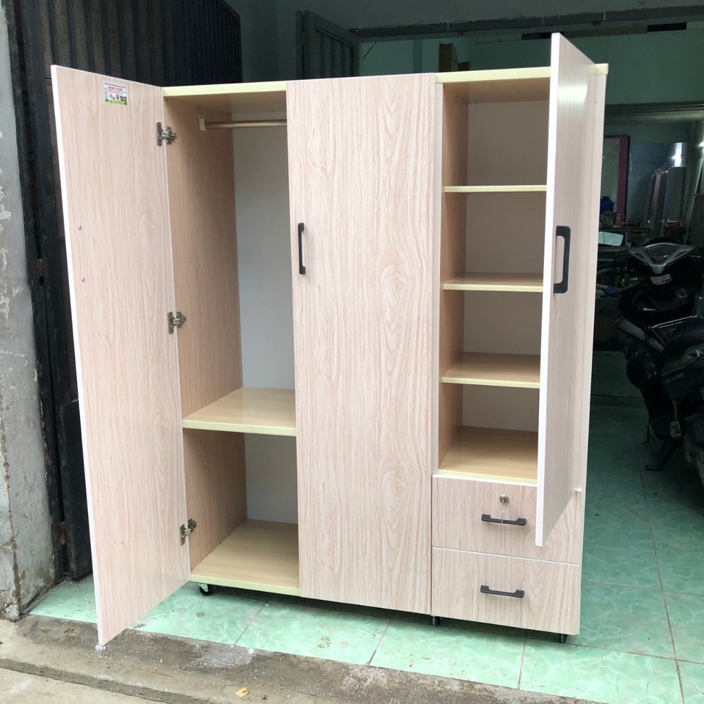 Tủ quần áo nhựa đài loan [Hàng Chính Hãng] cao 1m56 ngang 1m22 sâu 48cm