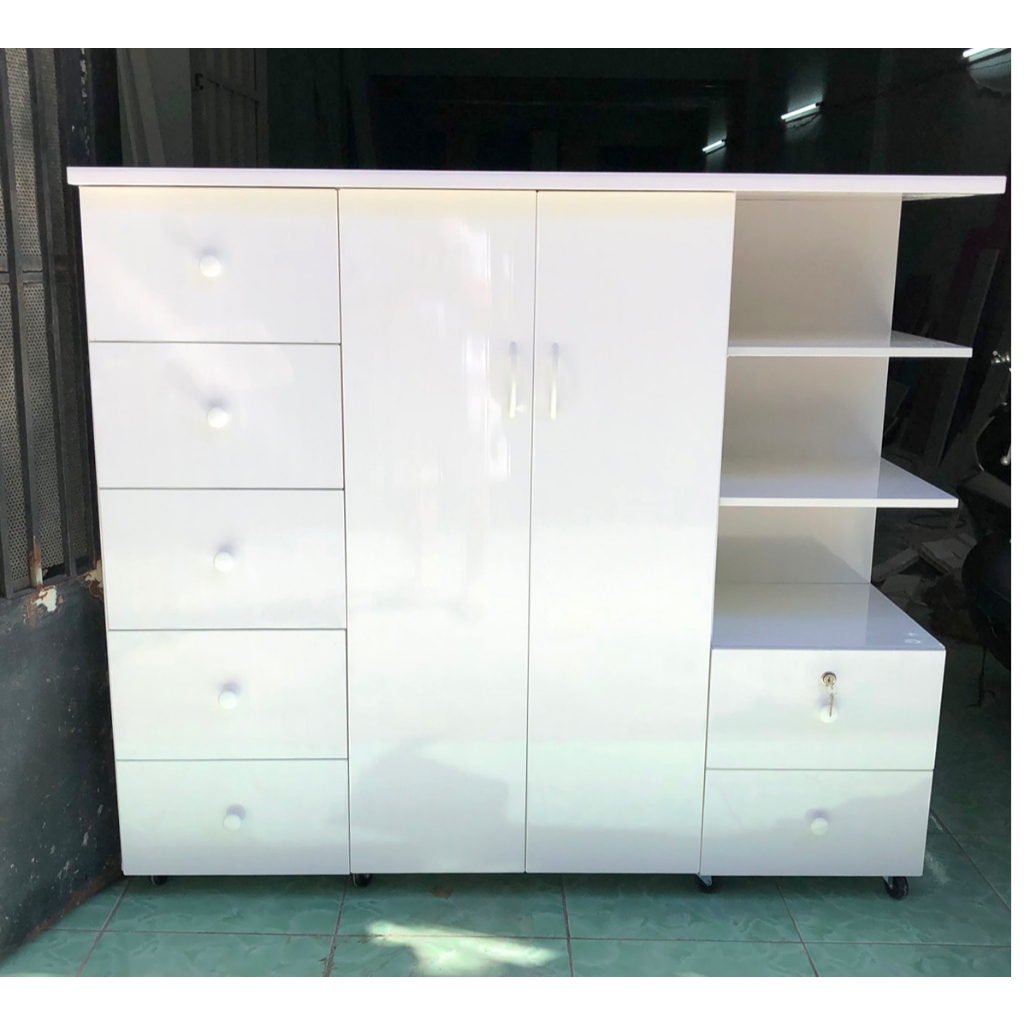 Tủ quần áo trẻ em cao 1m25 ngang 1m44 màu trắng - Hàng cao cấp - Miễn phí giao hàng